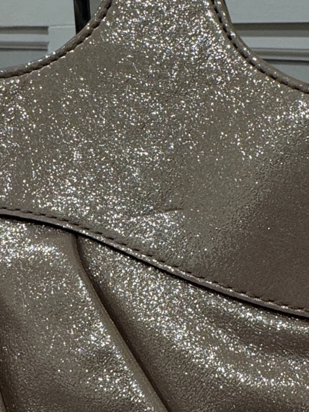 Coach Bag Lexi Metallic Gold Champagne Sparkle Leather Pleated Shoulder Bag - Picture 17 of 17